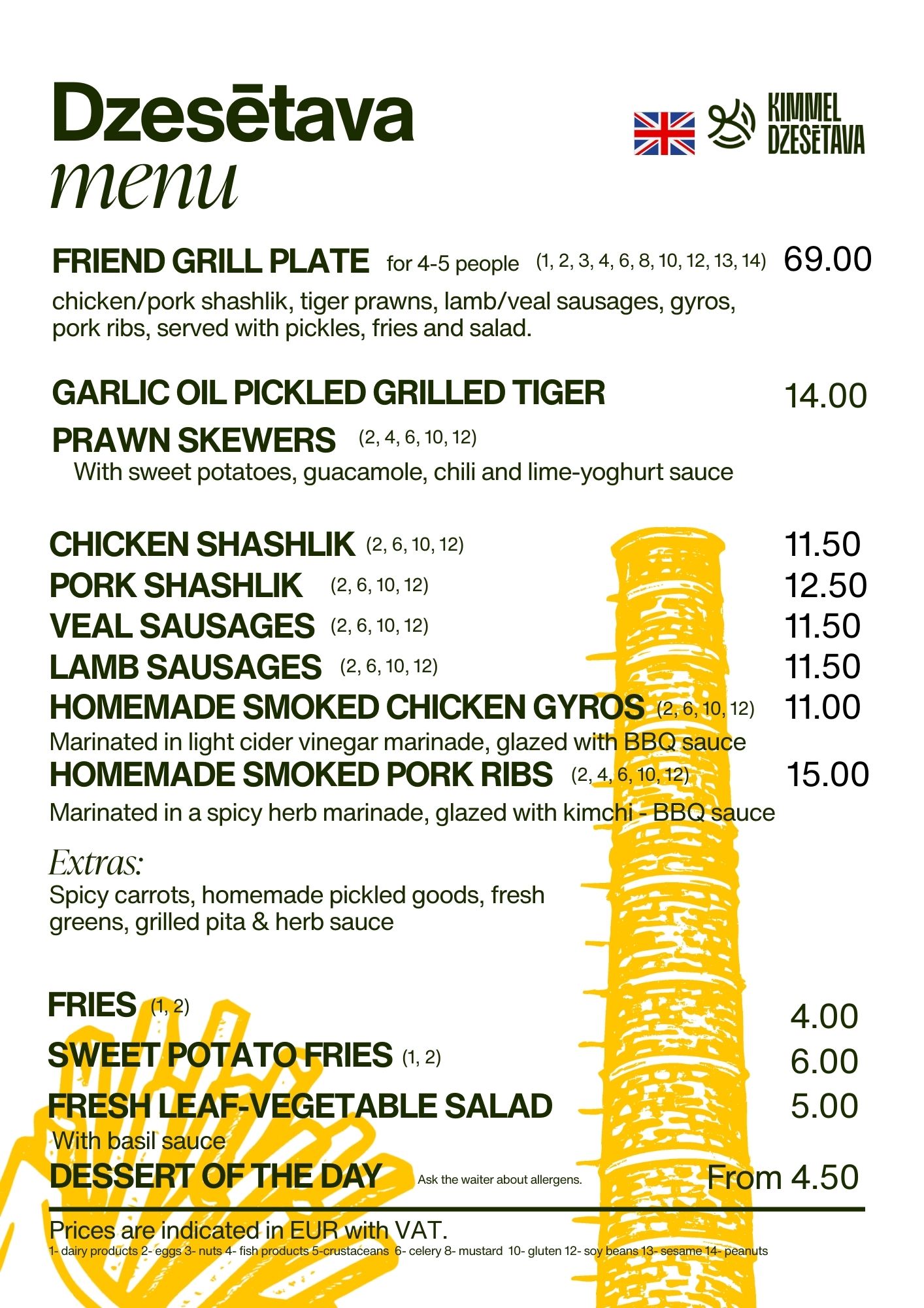 Kimmel Kvartāls Dzesētava Menu